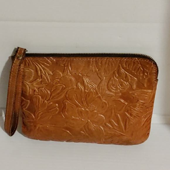 PATRICIA NASH Tooled Florence Leather - St. Croce Zip Pouch / Wallet / Wristlet - Picture 1 of 7